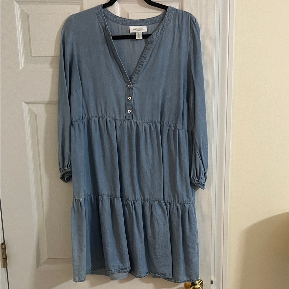Motherhood Maternity Denim Blue Tiered Dress